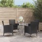 vidaXL Mesita y sillas jardín 5 pzas y cojines ratán sintético negro vidaXL Mesita y sillas jardín 5 pzas y cojines ratán sintético negro