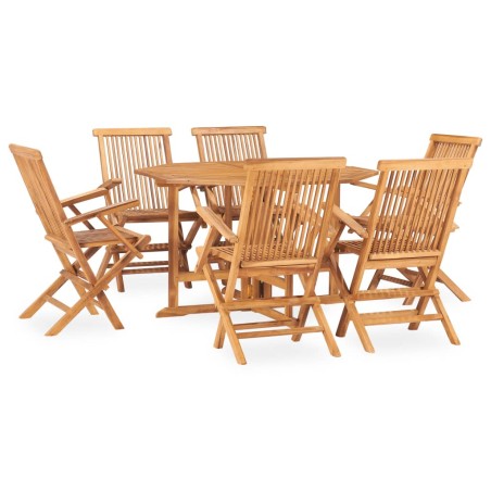 vidaXL Set comedor de jardín plegable 7 piezas madera maciza de teca