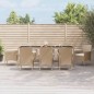 vidaXL Set comedor de jardín 9 pzas con cojines ratán sintético beige vidaXL Set comedor de jardín 9 pzas con cojines ratán sintético beige
