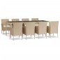 vidaXL Set comedor de jardín 9 pzas con cojines ratán sintético beige vidaXL Set comedor de jardín 9 pzas con cojines ratán sintético beige