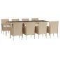 vidaXL Set comedor de jardín 9 pzas con cojines ratán sintético beige vidaXL Set comedor de jardín 9 pzas con cojines ratán sintético beige