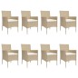 vidaXL Set comedor de jardín 9 pzas con cojines ratán sintético beige vidaXL Set comedor de jardín 9 pzas con cojines ratán sintético beige