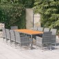vidaXL Juego de comedor de jardín 11 piezas ratán sintético gris vidaXL Juego de comedor de jardín 11 piezas ratán sintético gris