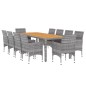 vidaXL Juego de comedor de jardín 11 piezas ratán sintético gris vidaXL Juego de comedor de jardín 11 piezas ratán sintético gris