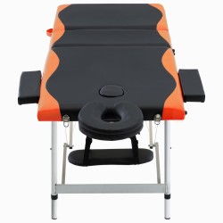 vidaXL Camilla de masaje plegable 3 zonas aluminio negro y naranja