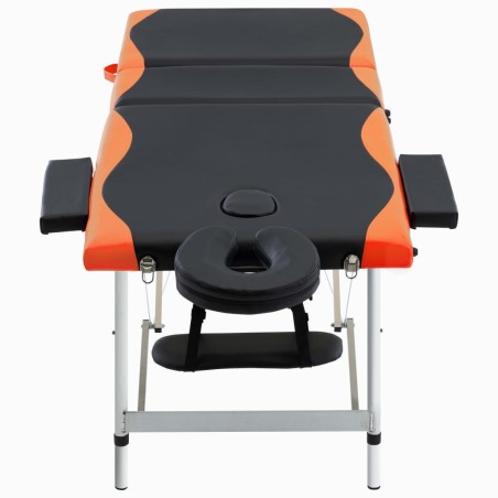 vidaXL Camilla de masaje plegable 3 zonas aluminio negro y naranja