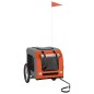 vidaXL Remolque de bicicleta mascotas hierro tela Oxford naranja gris vidaXL Remolque de bicicleta mascotas hierro tela Oxford naranja gris