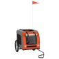 vidaXL Remolque de bicicleta mascotas hierro tela Oxford naranja gris vidaXL Remolque de bicicleta mascotas hierro tela Oxford naranja gris