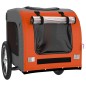 vidaXL Remolque de bicicleta mascotas hierro tela Oxford naranja gris vidaXL Remolque de bicicleta mascotas hierro tela Oxford naranja gris