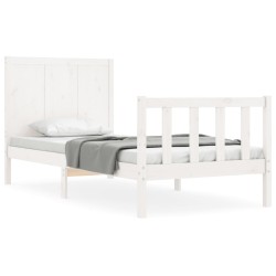 vidaXL Estructura de cama con cabecero madera maciza blanco 100x200 cm