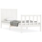 vidaXL Estructura de cama con cabecero madera maciza blanco 100x200 cm vidaXL Estructura de cama con cabecero madera maciza blanco 100x200 cm