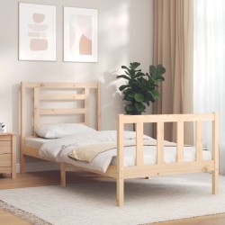 vidaXL Estructura de cama con cabecero madera maciza 90x200 cm