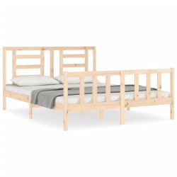 vidaXL Estructura de cama con cabecero madera maciza 160x200 cm