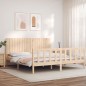 vidaXL Estructura de cama de matrimonio con cabecero madera maciza vidaXL Estructura de cama de matrimonio con cabecero madera maciza