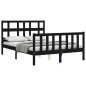 vidaXL Estructura de cama con cabecero madera maciza negro 140x200 cm