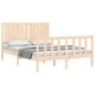 vidaXL Estructura de cama de matrimonio con cabecero madera maciza vidaXL Estructura de cama de matrimonio con cabecero madera maciza