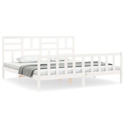 vidaXL Estructura de cama con cabecero madera maciza blanco 200x200 cm