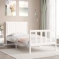 vidaXL Estructura de cama con cabecero madera maciza blanco 100x200 cm vidaXL Estructura de cama con cabecero madera maciza blanco 100x200 cm