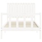 vidaXL Estructura de cama con cabecero madera maciza blanco 100x200 cm vidaXL Estructura de cama con cabecero madera maciza blanco 100x200 cm