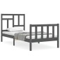 vidaXL Estructura de cama con cabecero madera maciza gris 100x200 cm vidaXL Estructura de cama con cabecero madera maciza gris 100x200 cm