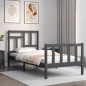 vidaXL Estructura de cama con cabecero madera maciza gris 100x200 cm vidaXL Estructura de cama con cabecero madera maciza gris 100x200 cm