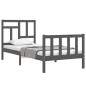 vidaXL Estructura de cama con cabecero madera maciza gris 100x200 cm vidaXL Estructura de cama con cabecero madera maciza gris 100x200 cm