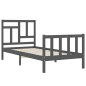 vidaXL Estructura de cama con cabecero madera maciza gris 100x200 cm vidaXL Estructura de cama con cabecero madera maciza gris 100x200 cm