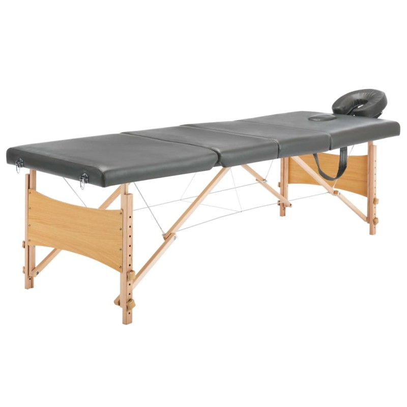 vidaXL Camilla de masaje 4 zonas estructura madera antracita 186x68 cm vidaXL Camilla de masaje 4 zonas estructura madera antracita 186x68 cm