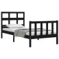 vidaXL Estructura de cama con cabecero madera maciza negro