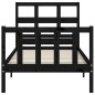 vidaXL Estructura de cama con cabecero madera maciza negro