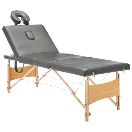 vidaXL Camilla de masaje 4 zonas estructura madera antracita 186x68 cm