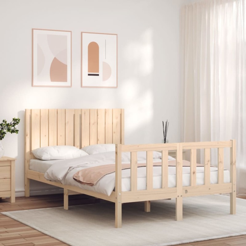 vidaXL Estructura de cama de matrimonio con cabecero madera maciza vidaXL Estructura de cama de matrimonio con cabecero madera maciza