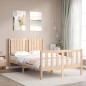 vidaXL Estructura de cama de matrimonio con cabecero madera maciza vidaXL Estructura de cama de matrimonio con cabecero madera maciza