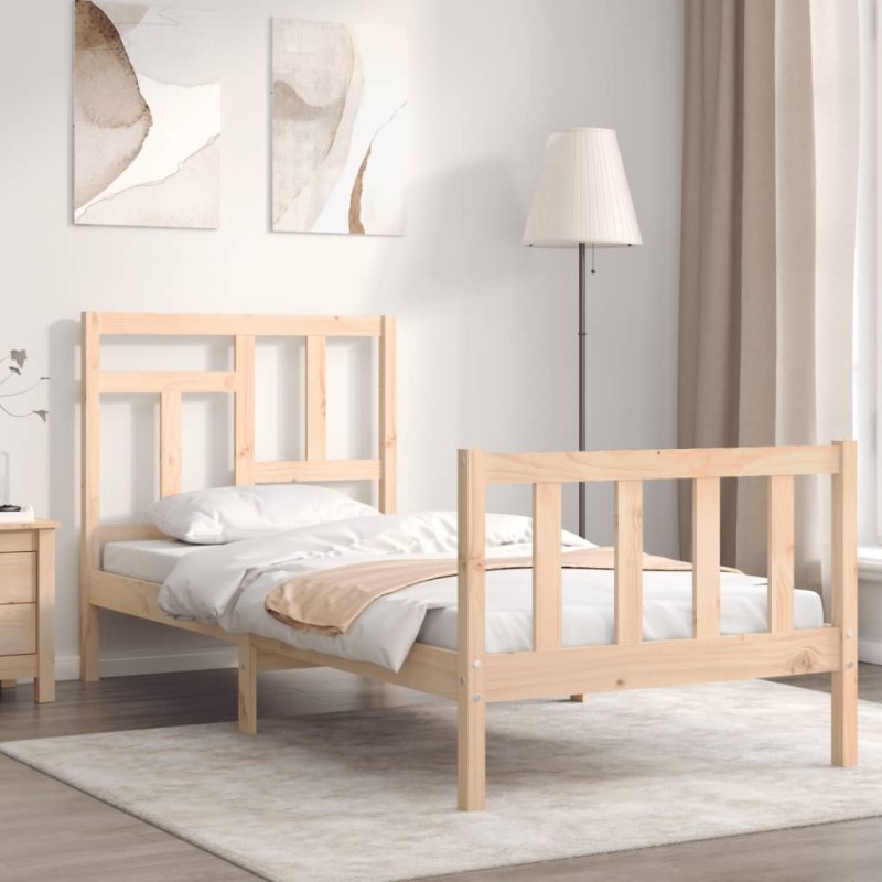 vidaXL Estructura de cama con cabecero madera maciza vidaXL Estructura de cama con cabecero madera maciza