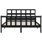 vidaXL Estructura cama de matrimonio con cabecero madera maciza negro