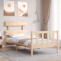 vidaXL Estructura de cama con cabecero madera maciza 100x200 cm