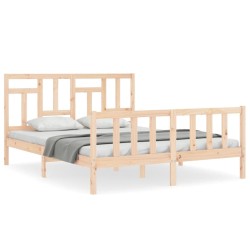 vidaXL Estructura de cama de matrimonio con cabecero madera maciza