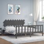 vidaXL Estructura cama de matrimonio con cabecero madera maciza gris vidaXL Estructura cama de matrimonio con cabecero madera maciza gris