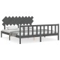 vidaXL Estructura cama de matrimonio con cabecero madera maciza gris vidaXL Estructura cama de matrimonio con cabecero madera maciza gris