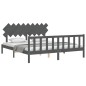 vidaXL Estructura cama de matrimonio con cabecero madera maciza gris vidaXL Estructura cama de matrimonio con cabecero madera maciza gris