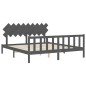 vidaXL Estructura cama de matrimonio con cabecero madera maciza gris vidaXL Estructura cama de matrimonio con cabecero madera maciza gris