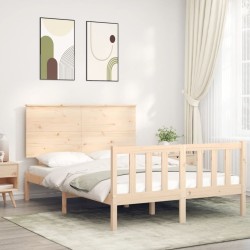 vidaXL Estructura de cama con cabecero madera maciza 140x200 cm