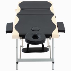 vidaXL Camilla de masaje plegable 3 zonas aluminio negro y beige