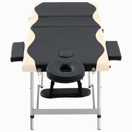 vidaXL Camilla de masaje plegable 3 zonas aluminio negro y beige