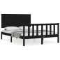 vidaXL Estructura de cama con cabecero madera maciza negro 140x190 cm vidaXL Estructura de cama con cabecero madera maciza negro 140x190 cm