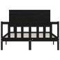 vidaXL Estructura de cama con cabecero madera maciza negro 140x190 cm vidaXL Estructura de cama con cabecero madera maciza negro 140x190 cm
