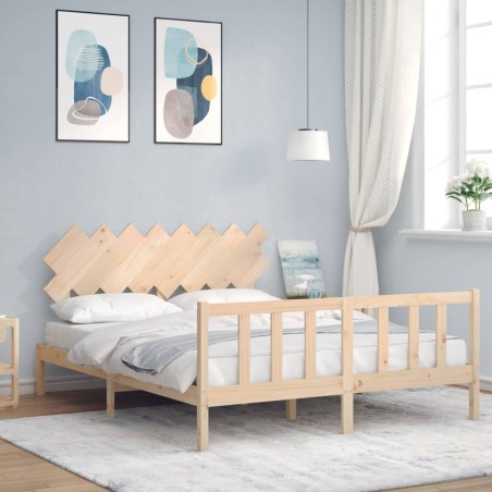 vidaXL Estructura de cama con cabecero madera maciza 160x200 cm