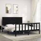 vidaXL Estructura de cama con cabecero madera maciza negro 160x200 cm vidaXL Estructura de cama con cabecero madera maciza negro 160x200 cm