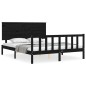 vidaXL Estructura de cama con cabecero madera maciza negro 160x200 cm vidaXL Estructura de cama con cabecero madera maciza negro 160x200 cm