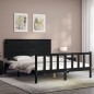 vidaXL Estructura de cama con cabecero madera maciza negro 160x200 cm vidaXL Estructura de cama con cabecero madera maciza negro 160x200 cm